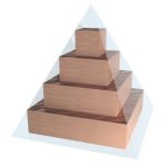 Bricks with squared surface forming a pyramid
